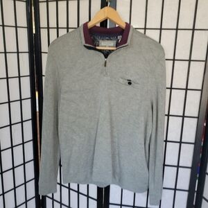 Ted Baker Heather Gray and Plum Quarter-Zip Sweatshirt